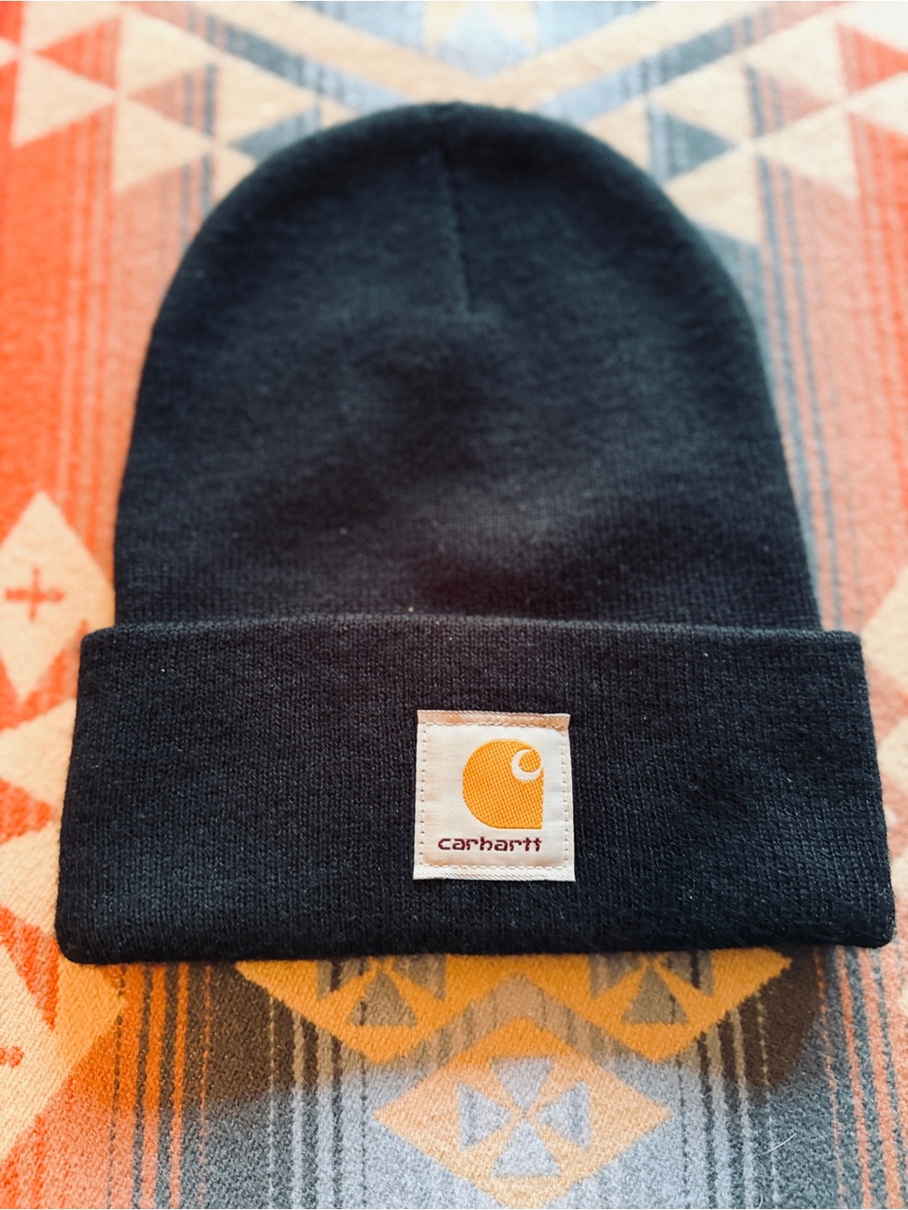 Carhartt Black Watch Hat A18 Acrylic Cuffed Beanie Logo Workwear